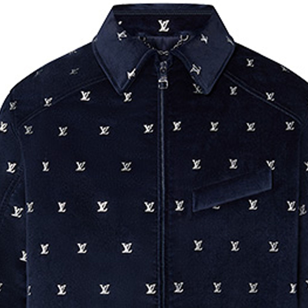 LOUIS VUITTON SS23 Navy Logo Print Zip-Up Jacket for Men 1AATJQ 圖 7
