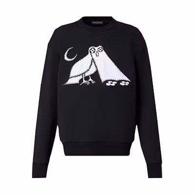 LOUIS VUITTON SS23 Owl Print Crewneck Sweatshirt Black 1AB4VO