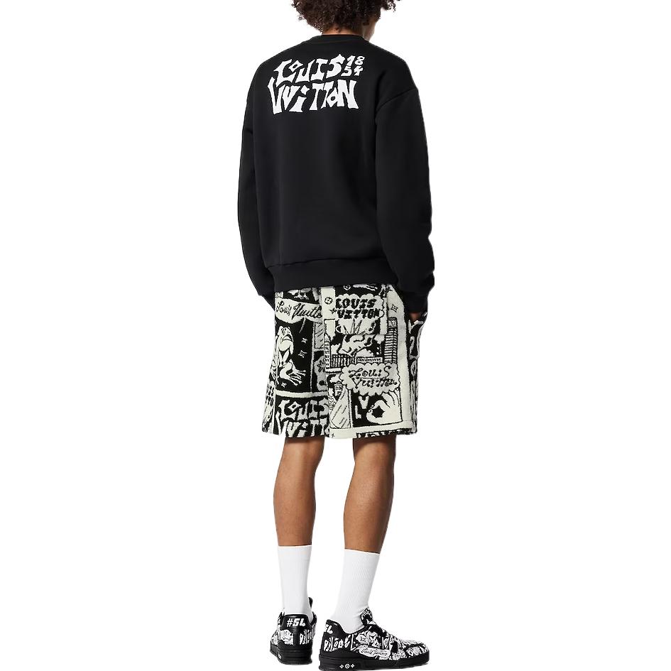 Shop 路易威登 SS23 貓頭鷹印花黑色圓領衫 1AB4VO