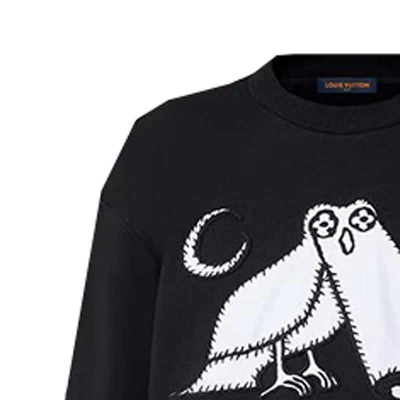 Purchase 路易威登 SS23 貓頭鷹印花黑色圓領衫 1AB4VO