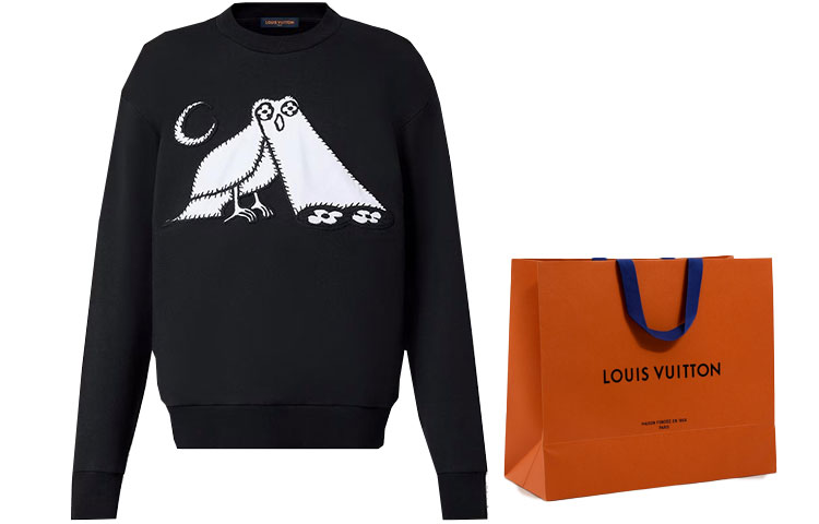 Sizing 路易威登 SS23 貓頭鷹印花黑色圓領衫 1AB4VO