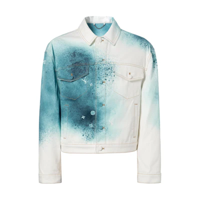 LOUIS VUITTON SS23 Paint Print Single-Breasted Casual Denim Jacket White. 1AATK0