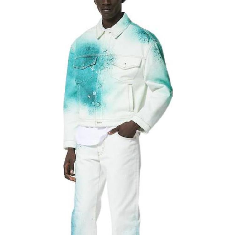 LOUIS VUITTON SS23 Paint Print Single-Breasted Casual Denim Jacket White. 1AATK0 圖 4