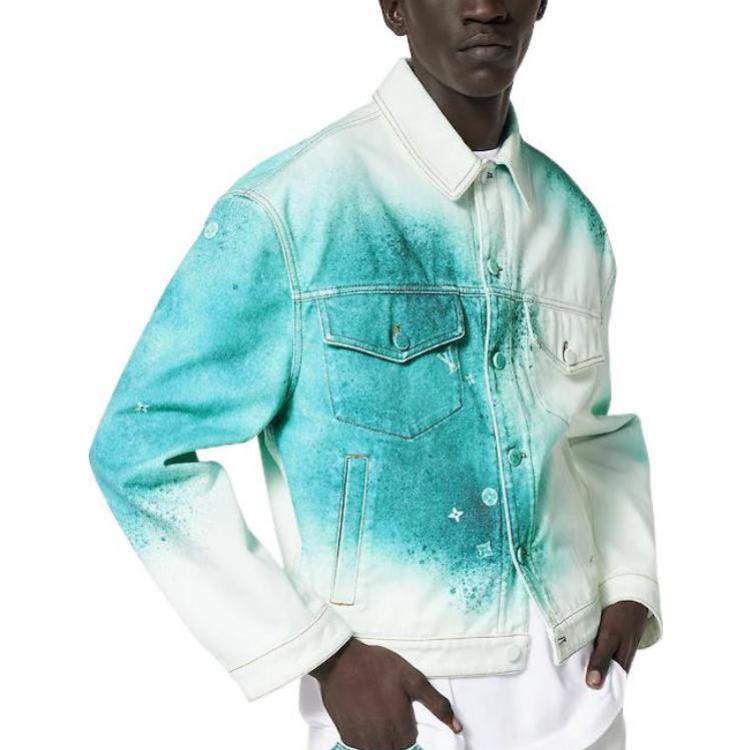 LOUIS VUITTON SS23 Paint Print Single-Breasted Casual Denim Jacket White. 1AATK0 圖 6