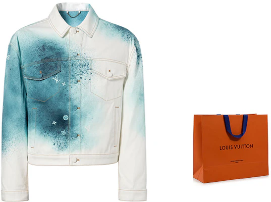 LOUIS VUITTON SS23 Paint Print Single-Breasted Casual Denim Jacket White. 1AATK0 1
