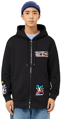 루이비통 SS23 패턴 지퍼 후드 티 블랙 남성용 긴소매. 1AATM6 Shop 루이비통 SS23 패턴 지퍼 후드 티 블랙 남성용 긴소매. 1AATM6
