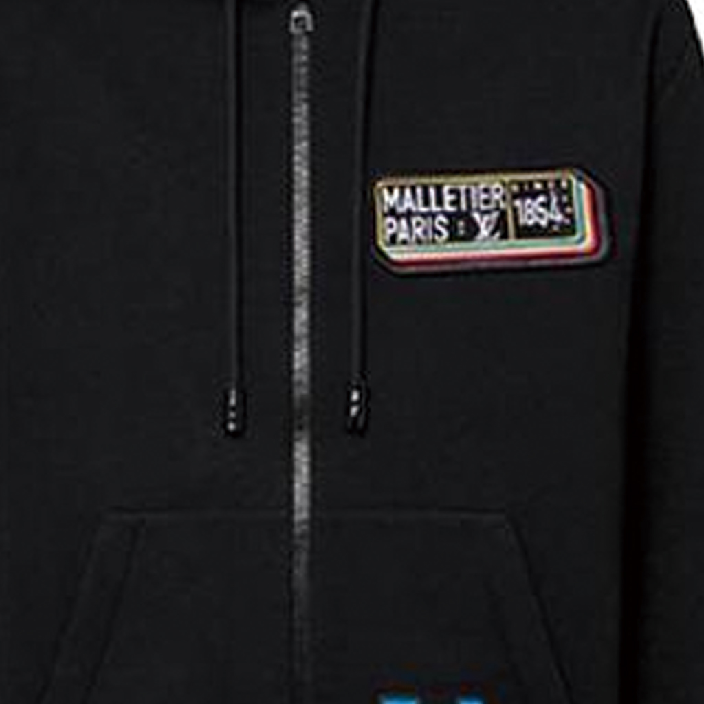 Sizing 루이비통 SS23 패턴 지퍼 후드 티 블랙 남성용 긴소매. 1AATM6