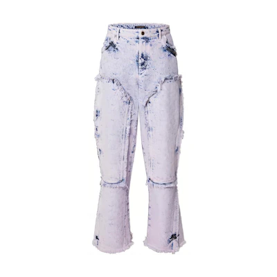 LOUIS VUITTON SS23 Purple Wide-Leg Fringe Cargo Jeans for Men. 1AB4SB