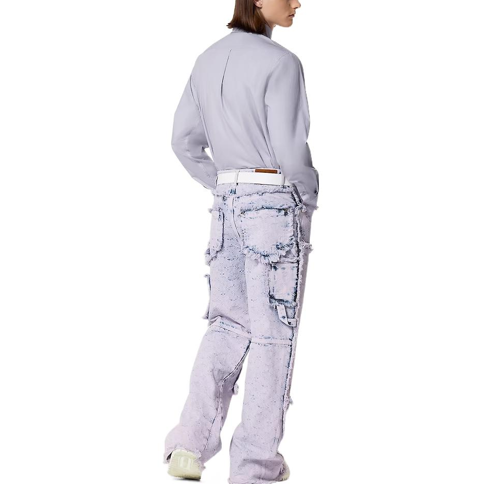 Shop LOUIS VUITTON SS23 Purple Wide-Leg Fringe Cargo Jeans for Men. 1AB4SB