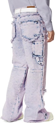 LOUIS VUITTON SS23 Purple Wide-Leg Fringe Cargo Jeans for Men. 1AB4SB Details for LOUIS VUITTON SS23 Purple Wide-Leg Fringe Cargo Jeans for Men. 1AB4SB