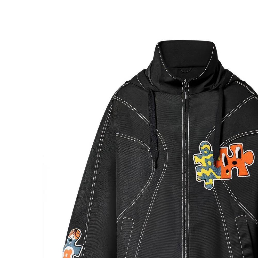 LOUIS VUITTON SS23 Puzzle Patch Hooded Zip Jacket Black Menswear 1AB4RS 圖 3