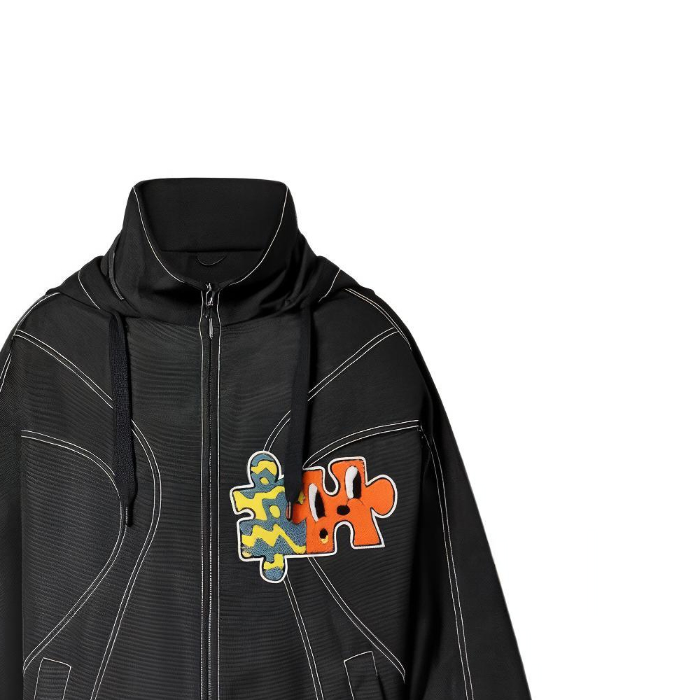 LOUIS VUITTON SS23 Puzzle Patch Hooded Zip Jacket Black Menswear 1AB4RS 圖 6