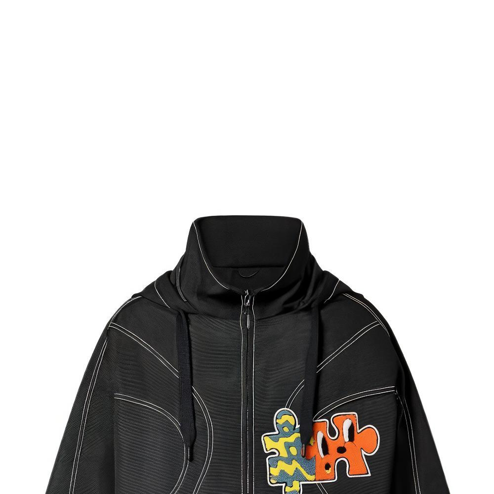 LOUIS VUITTON SS23 Puzzle Patch Hooded Zip Jacket Black Menswear 1AB4RS 圖 7