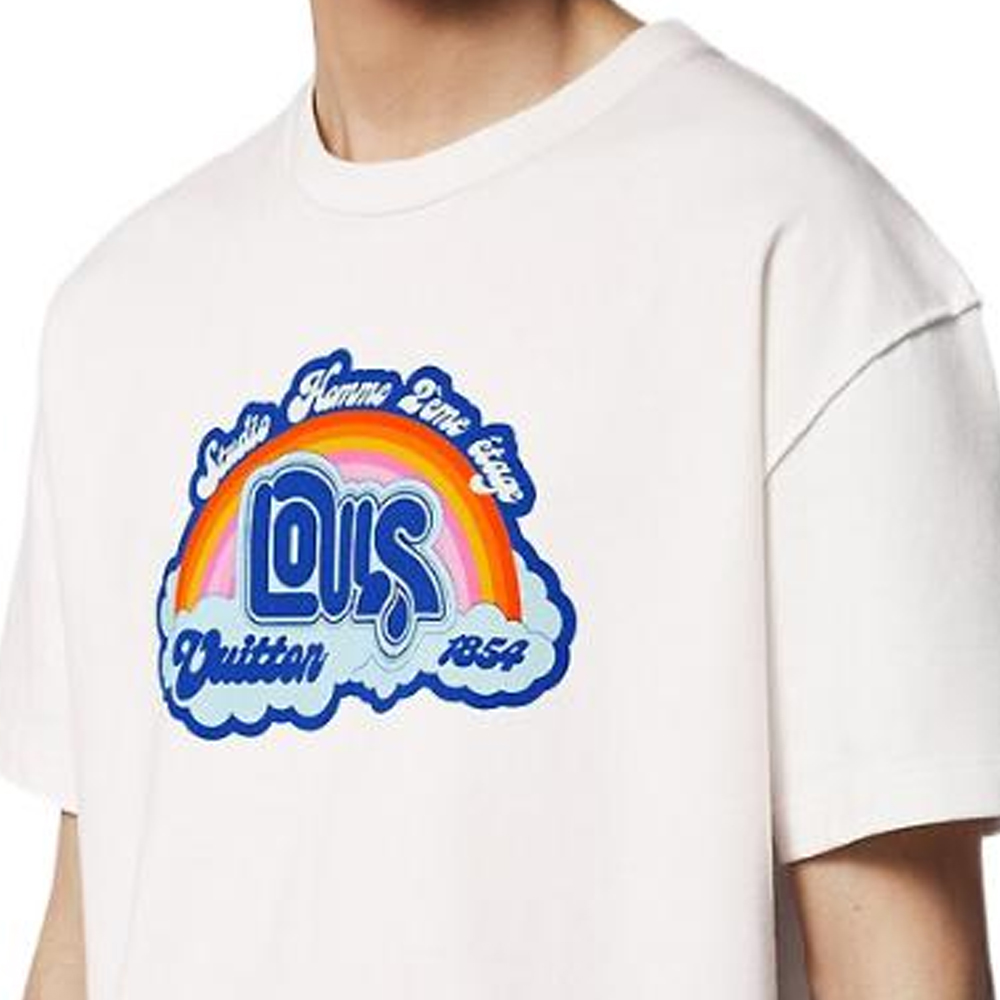 Sizing 路易威登 SS23 彩虹花紋標誌印花白色圓領T恤 1AB4UR
