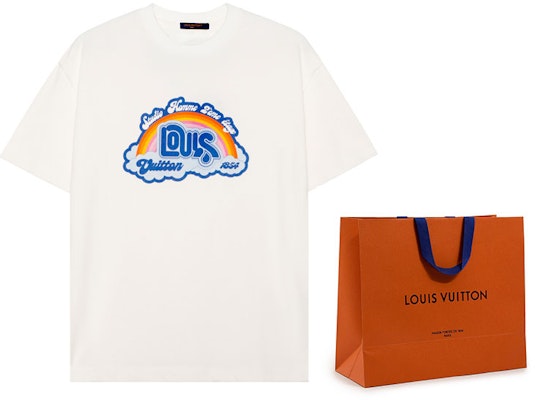 路易威登 SS23 彩虹花紋標誌印花白色圓領T恤 1AB4UR 1