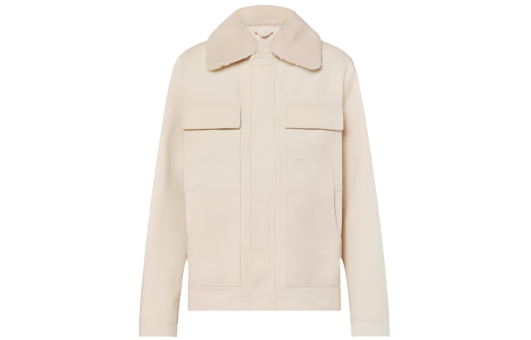 LOUIS VUITTON SS23 Solid Beige Collar Pocket Jacket for Men 1AATH0