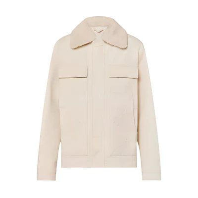 LOUIS VUITTON SS23 Solid Beige Collar Pocket Jacket for Men 1AATH0