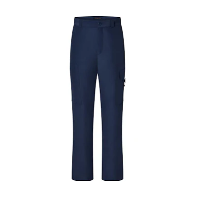 LOUIS VUITTON SS23 Solid Button Mid-Rise Straight Trousers Navy Blue Men 1ABJHQ
