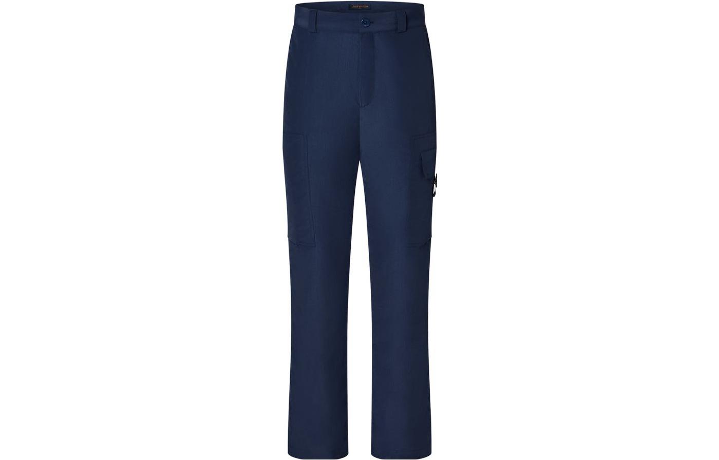 Order LOUIS VUITTON SS23 Seluar Lurus Biru Navy Lelaki Button Mid-Rise 1ABJHQ