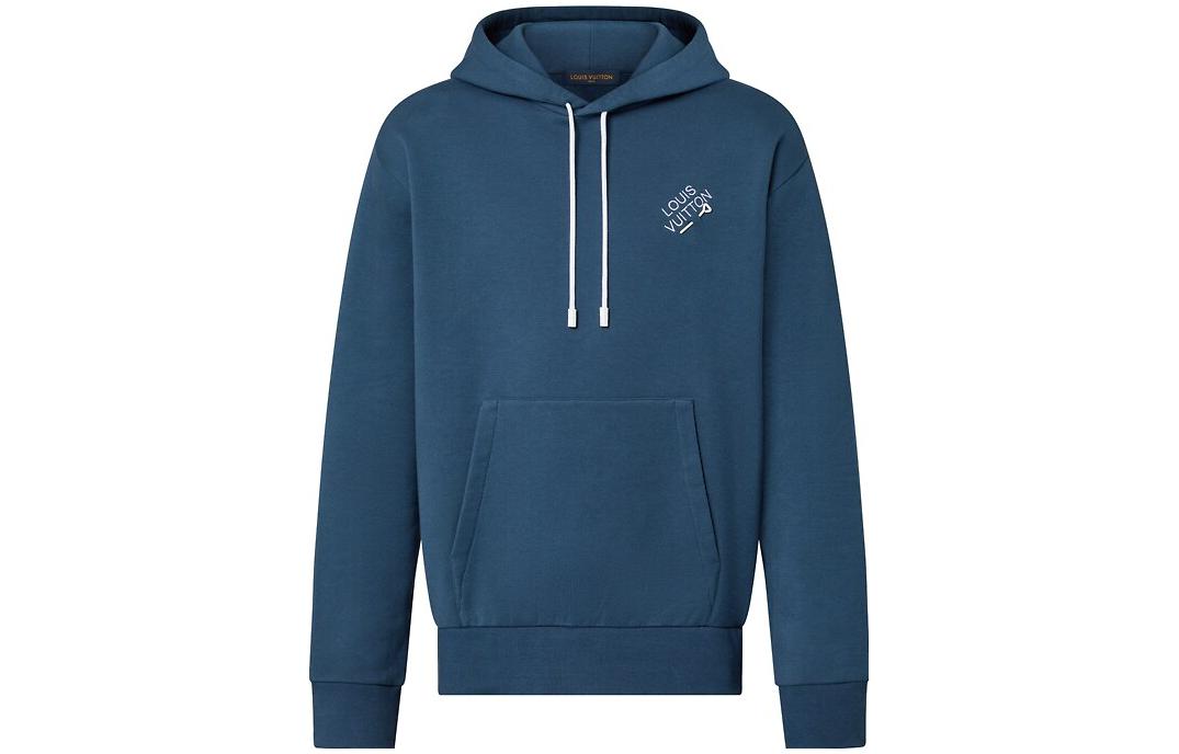 Louis Vuitton SS23 Solid Color Logo Hoodie Men’s Blue 1ABIWO
