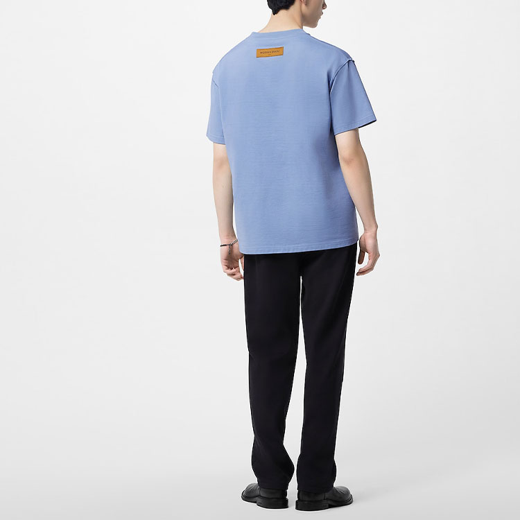 LOUIS VUITTON SS23 Solid Logo Embossed Cotton T-Shirt Men’s Indigo Blue. 1ABIVM 圖 4
