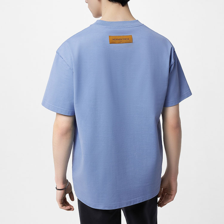 LOUIS VUITTON SS23 Solid Logo Embossed Cotton T-Shirt Men’s Indigo Blue. 1ABIVM 圖 5