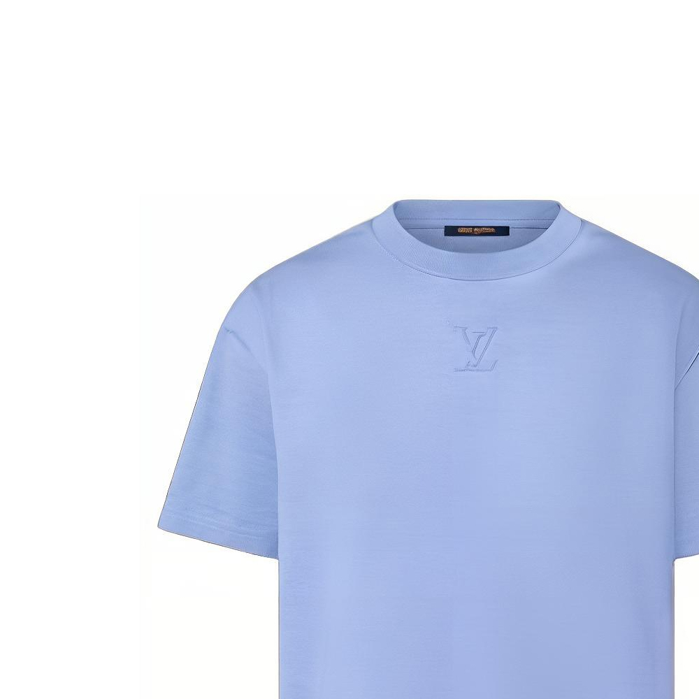 LOUIS VUITTON SS23 Solid Logo Embossed Cotton T-Shirt Men’s Indigo Blue. 1ABIVM 圖 6