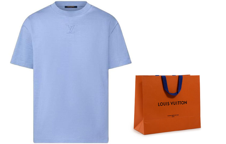 LOUIS VUITTON SS23 Solid Logo Embossed Cotton T-Shirt Men’s Indigo Blue. 1ABIVM 圖 8