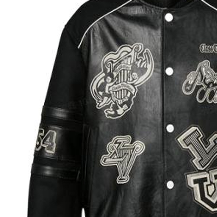 Details for 路易威登 SS23 条纹字母徽标补丁棒球夹克 黑色 男装 1AAUYZ