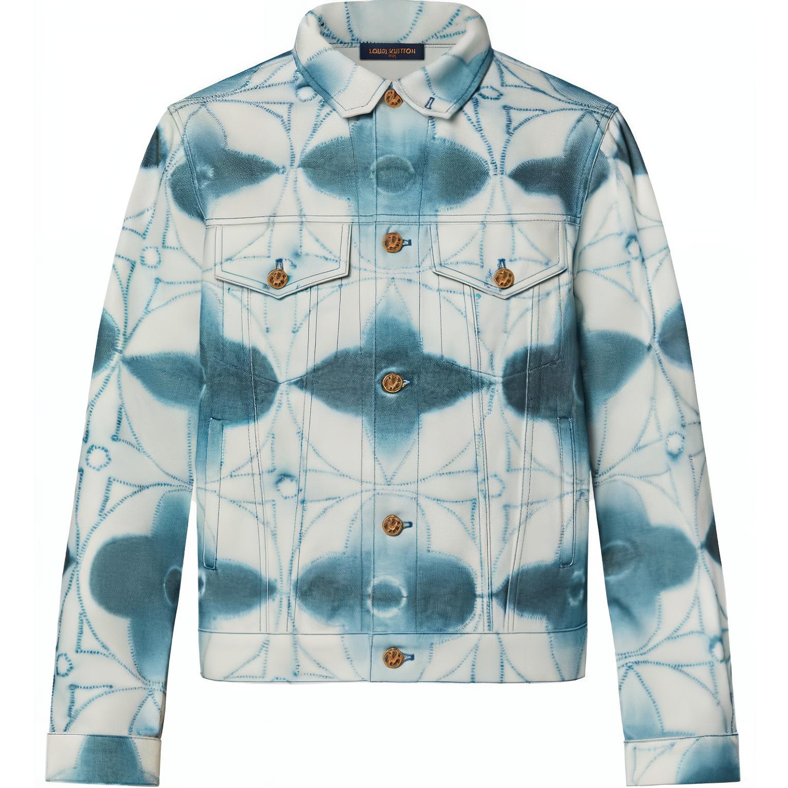 LOUIS VUITTON SS23 Tie-Dye Printed Denim Jacket Men’s Blue Gray 1AB5JY
