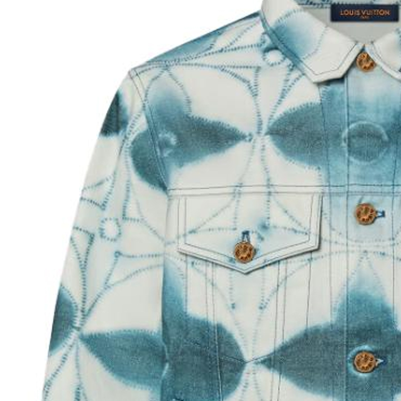 LOUIS VUITTON SS23 Tie-Dye Printed Denim Jacket Men’s Blue Gray 1AB5JY 圖 5