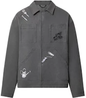 Louis Vuitton SS23 Tool Pattern Embroidered Workwear Jacket Black Grey Men. 1AB51F Louis Vuitton SS23 Tool Pattern Embroidered Workwear Jacket Black Grey Men. 1AB51F
