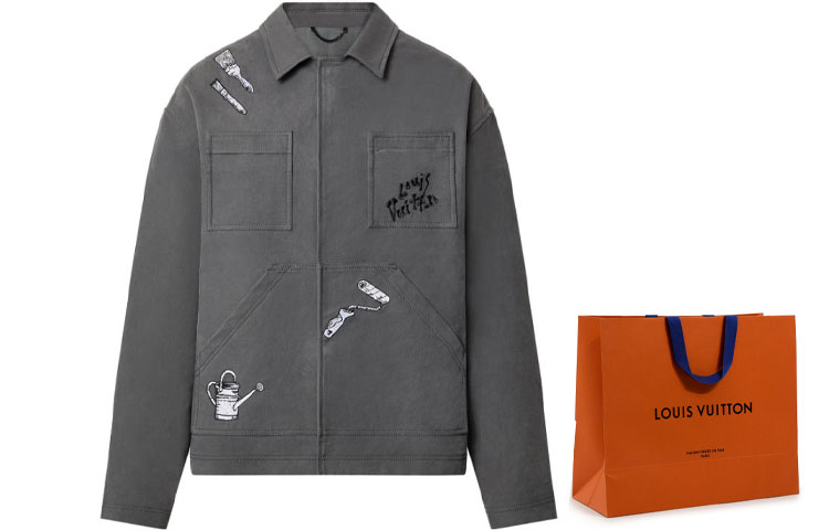 Sizing Louis Vuitton SS23 Tool Pattern Embroidered Workwear Jacket Black Grey Men. 1AB51F