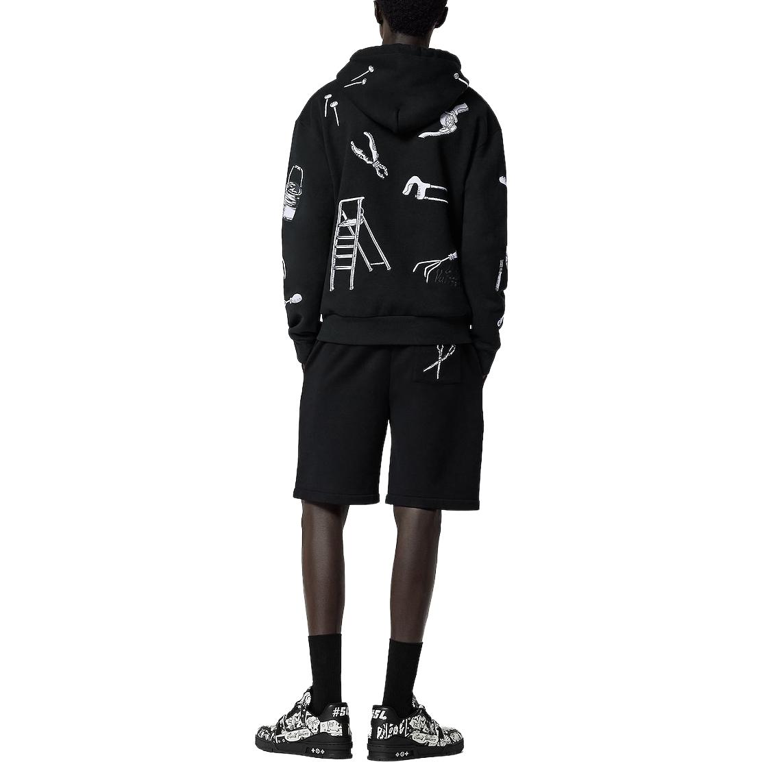 Shop LOUIS VUITTON SS23 Celana Pendek Casual Loose Drawstring Bordir Print Tool Pria 1AB6EM