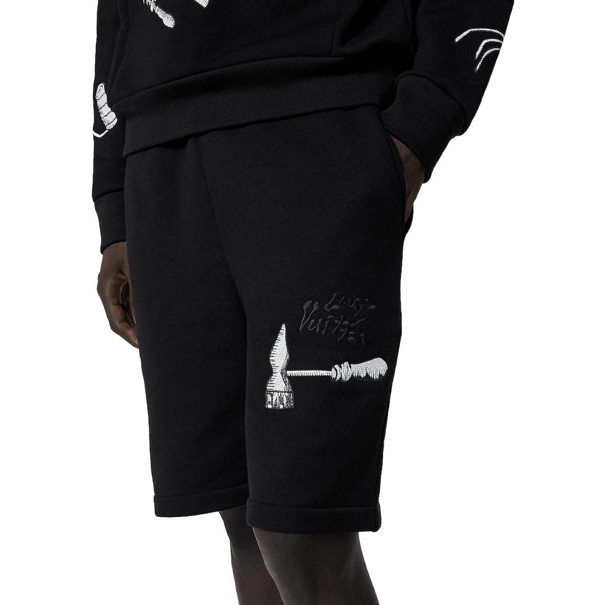 Sizing LOUIS VUITTON SS23 Celana Pendek Casual Loose Drawstring Bordir Print Tool Pria 1AB6EM