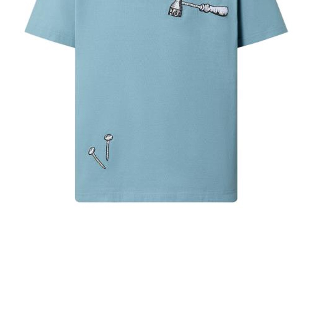 Sizing 루이비통 SS23 블루 툴 자수 반팔 티셔츠 남성용 1AB5ID