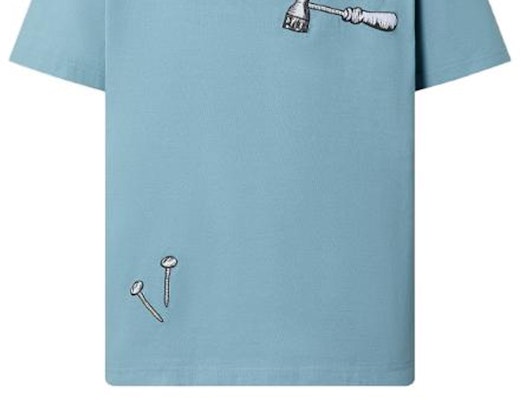 루이비통 SS23 블루 툴 자수 반팔 티셔츠 남성용 1AB5ID Sizing 루이비통 SS23 블루 툴 자수 반팔 티셔츠 남성용 1AB5ID