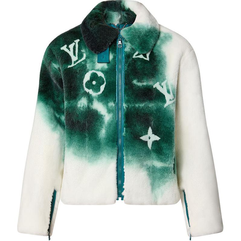 LOUIS VUITTON SS23 White Letter Logo Printed Aviator Jacket for Men. 1AAV2V