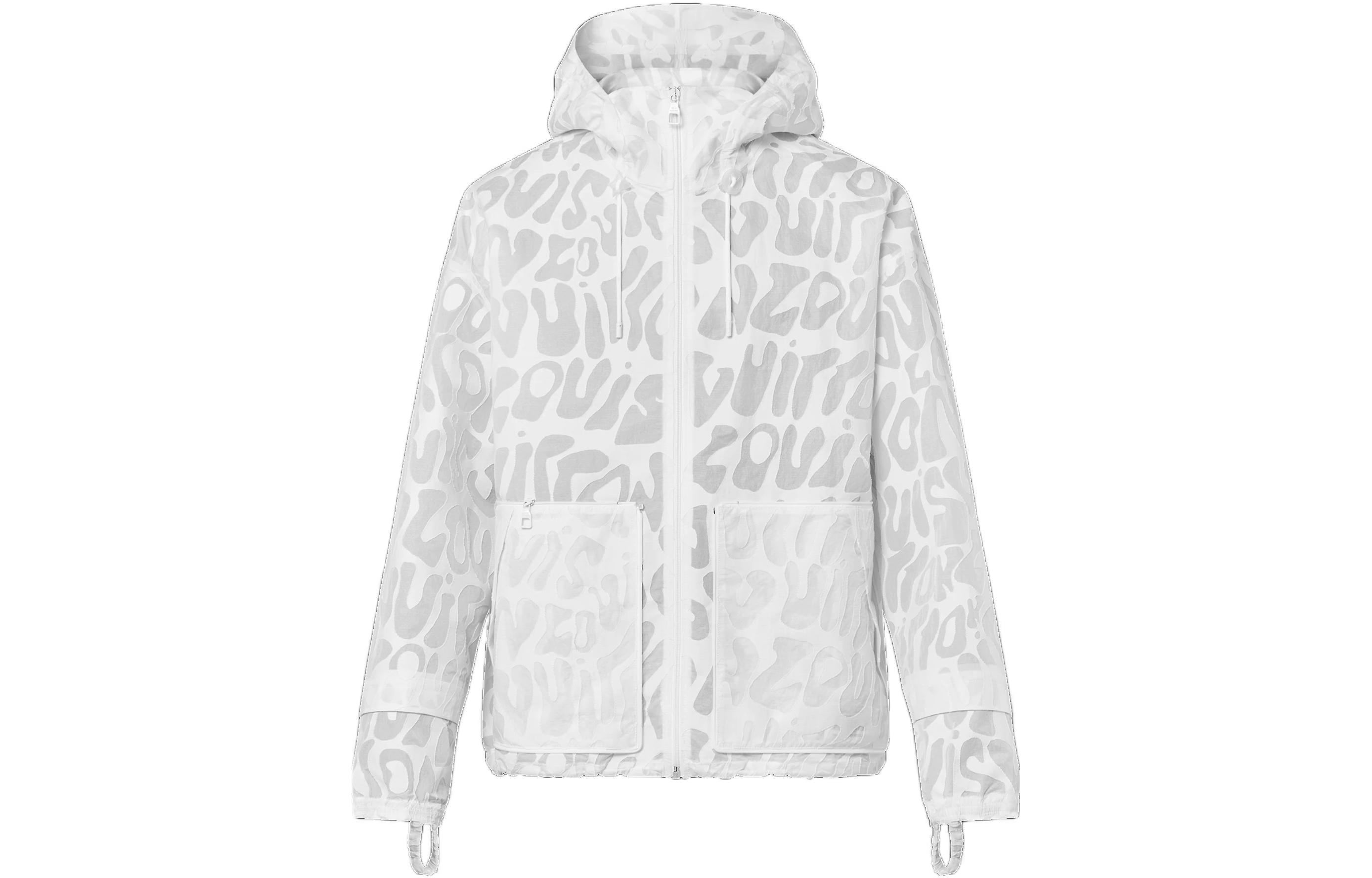 LOUIS VUITTON SS23 White Printed Hooded Zip-Up Jacket 1AAU35