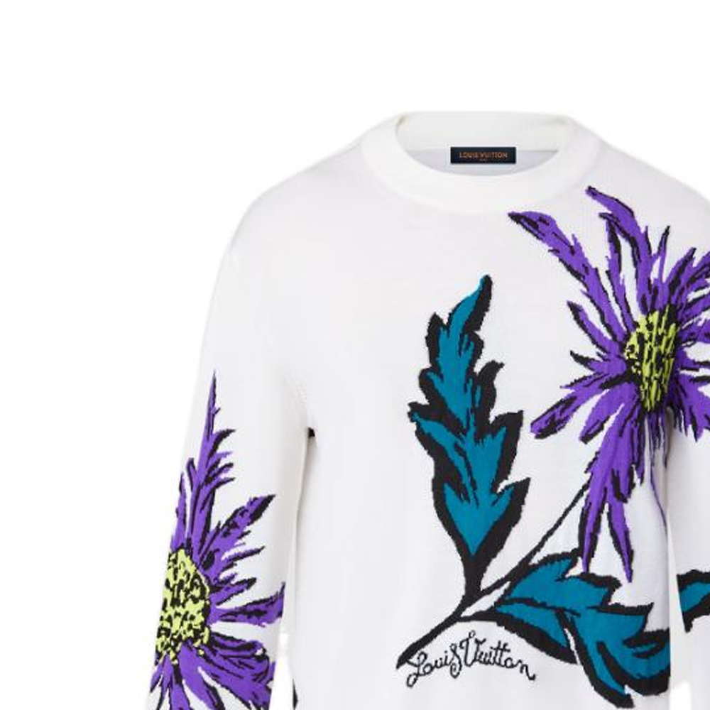 Details for ルイ・ヴィトン SS23 ホワイト シスル柄 クルーネック ニット セーター 1AB4Y6