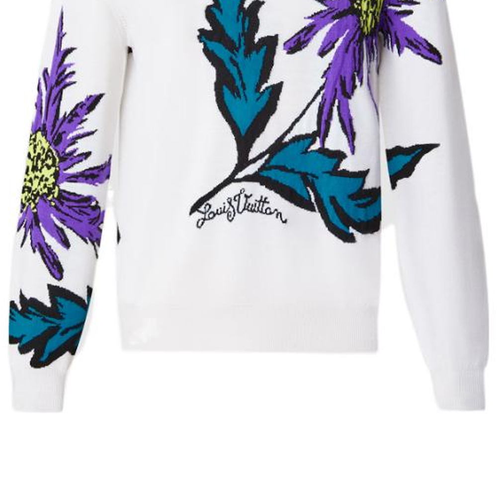 Sizing ルイ・ヴィトン SS23 ホワイト シスル柄 クルーネック ニット セーター 1AB4Y6