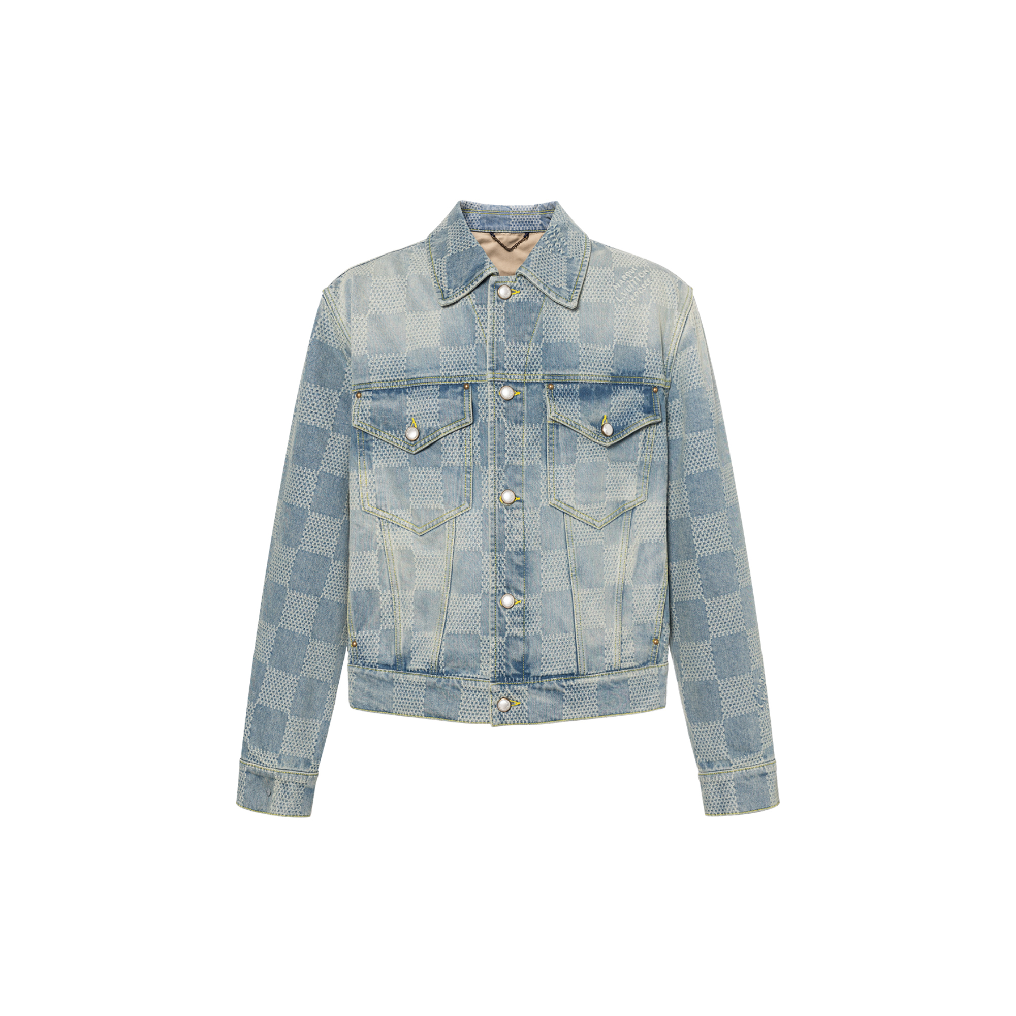 LOUIS VUITTON SS24 3D Jacquard Single-Breasted Denim Jacket Blue 1AFHUC