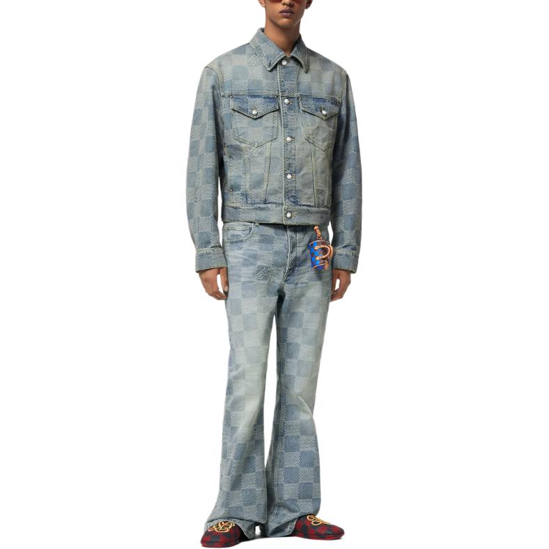 Lookbook LOUIS VUITTON SS24 Jaket Denim 3D Jacquard Single-Breasted Biru. 1AFHUC