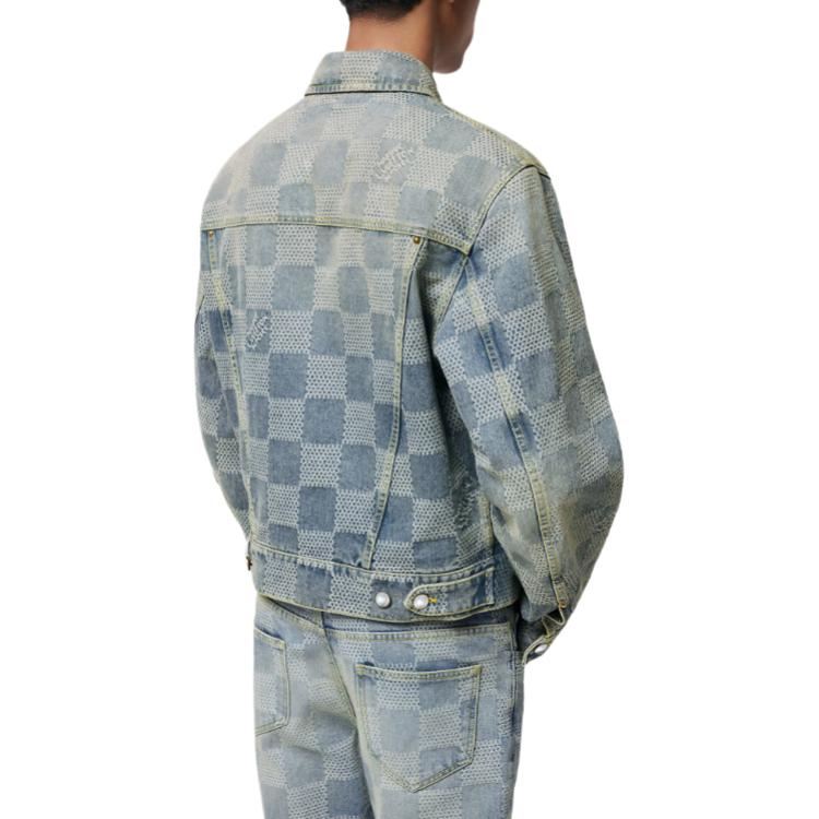 Purchase LOUIS VUITTON SS24 Jaket Denim 3D Jacquard Single-Breasted Biru. 1AFHUC