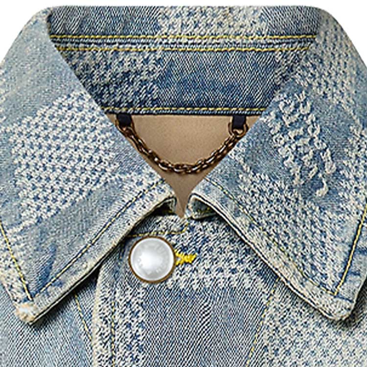 Sizing LOUIS VUITTON SS24 Jaket Denim 3D Jacquard Single-Breasted Biru. 1AFHUC