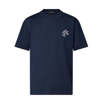 LOUIS VUITTON SS24 Black Logo Print Crewneck Polo Shirt. 1AFBUU