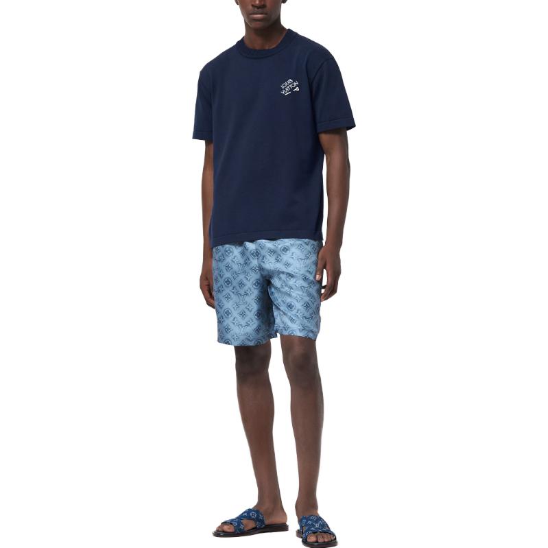 Shop 路易威登 SS24 黑色标志印花圆领POLO衫 1AFBUU