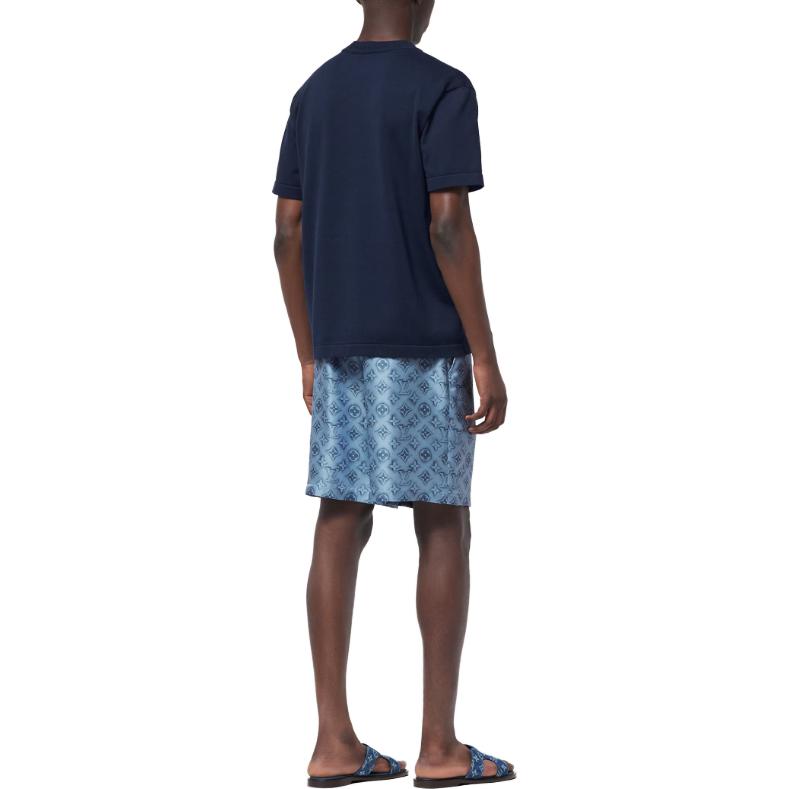 Purchase 路易威登 SS24 黑色标志印花圆领POLO衫 1AFBUU