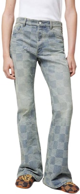 LOUIS VUITTON SS24 Blue Checkered Zip Flared Casual Jeans 1AFI19 Shop LOUIS VUITTON SS24 Blue Checkered Zip Flared Casual Jeans 1AFI19