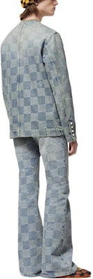 LOUIS VUITTON SS24 Blue Checkered Zip Flared Casual Jeans 1AFI19 Purchase LOUIS VUITTON SS24 Blue Checkered Zip Flared Casual Jeans 1AFI19